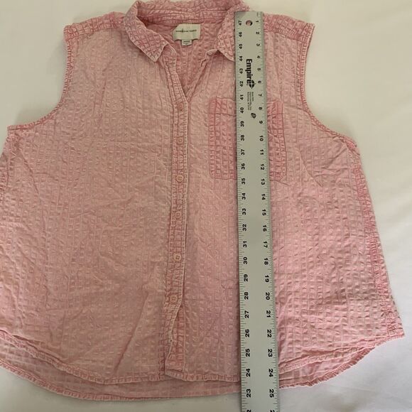 American Eagle Top Women M Pink Button Down Sleeveless Textured Cottagecore Boho - Picture 6 of 7